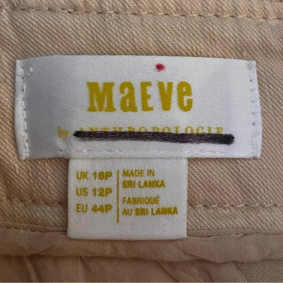 Maeve By Anthropologie Wide Leg Patch Pocket Tan Trouser Pants Women’s Size 12P - Picture 7 of 9